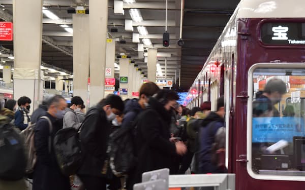阪急電鉄は携帯の電波やカメラを使って車両の混雑度を測る。