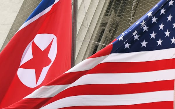 米国と北朝鮮の国旗