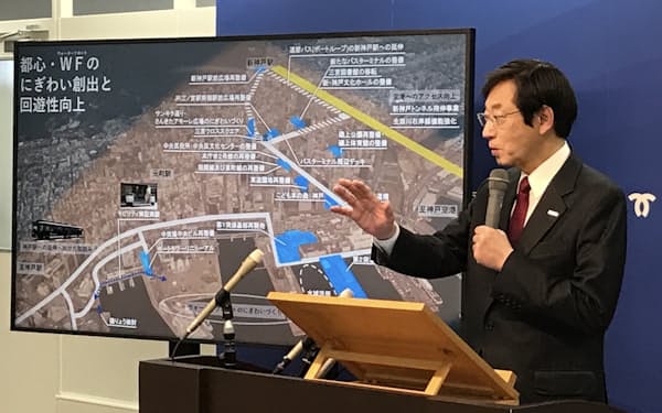 久元市長は「コロナ禍後を見据えて神戸経済を進化させる」と語った（16日、神戸市役所）