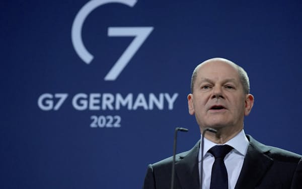 G7首脳協議を招集した議長国ドイツのショルツ首相（1月21日）＝ロイター