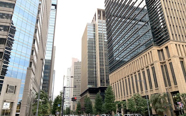東京・大手町にオフィスビルが建ち並ぶ風景