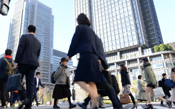 日本は先進国でもとりわけ賃金格差が大きく、労働生産性でも見劣りする（東京・丸の内）