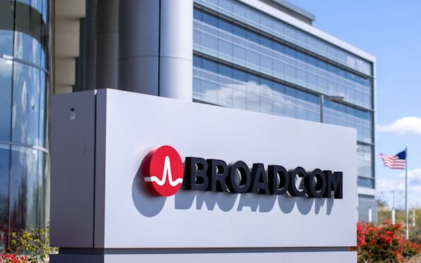 FILE PHOTO: The Broadcom Limited company logo is shown outside one of their office complexes in Irvine, California, U.S., March 4, 2021.  REUTERS/Mike Blake/File Photo