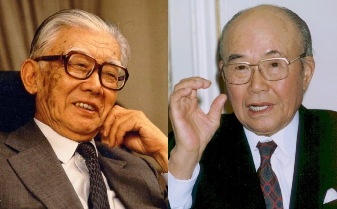 ソニー創業者の井深大氏（左）とホンダ創業者の本田宗一郎氏は、親交が深かった