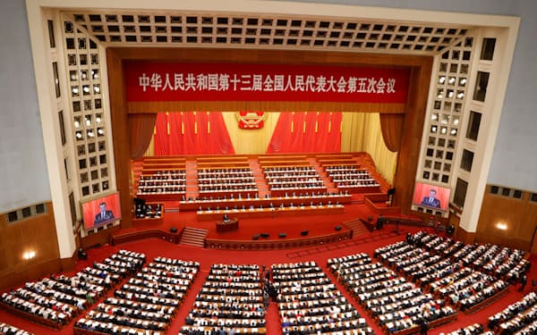 中国全人代の開幕式（５日、北京の人民大会堂）＝ロイター