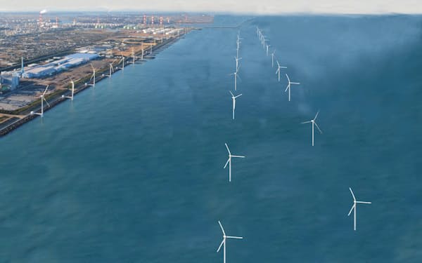 ウィンド・パワー・エナジーが進める鹿島港洋上風力発電のイメージ