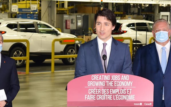 ホンダのカナダ工場のＨＶ 生産ライン刷新の式典にはトルドー首相も駆けつけた