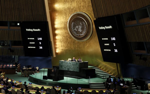 国連総会は24日、ロシア軍による民間人への攻撃の即時停止を求める人道決議を賛成多数で採択した＝ロイター