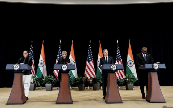 米印の外務・防衛担当閣僚協議（2プラス2）後の記者会見では両国の溝が鮮明になった＝ロイター