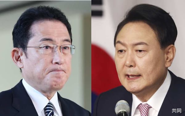 岸田文雄首相(左)と韓国の尹錫悦(ユン・ソクヨル)次期大統領