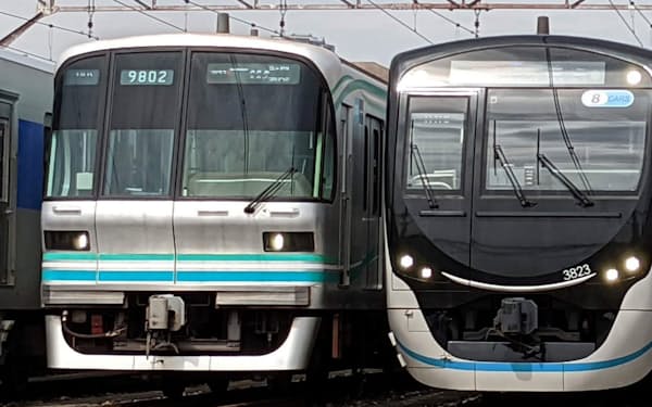東急電鉄（右の車両）に続き、東京メトロ（左の車両）なども運賃値上げを表明した