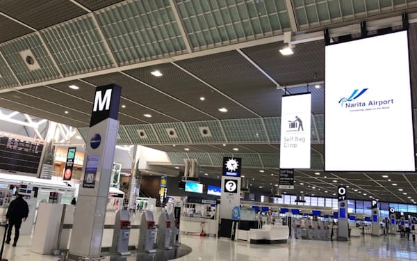 オミクロン型の拡大で成田空港路線の利用が落ち込んだ（成田空港）