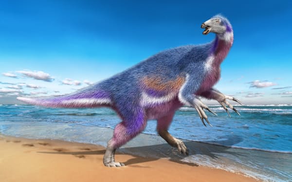 新種の恐竜「パラリテリジノサウルス・ジャポニクス」の復元画（服部雅人氏提供）