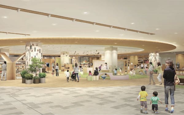 高槻阪急では家族連れの利用を見込み大規模な広場を設ける（イメージ）