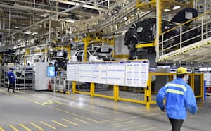 生産を一部再開した自動車工場(4月、中国上海市)=CNS共同 生産を一部再開した自動車工場(4月、中国上海市)=CNS共同