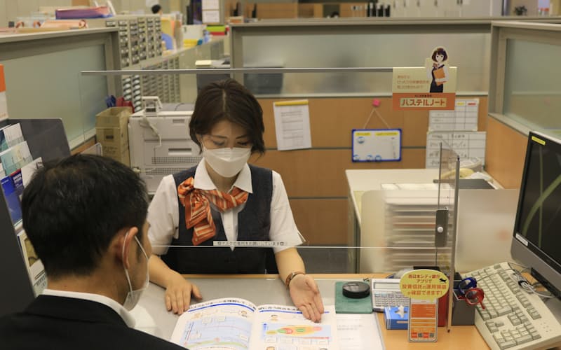 投資信託の販売など手数料ビジネスが好調だった(西日本シティ銀福岡支店の窓口) 投資信託の販売など手数料ビジネスが好調だった(西日本シティ銀福岡支店の窓口)