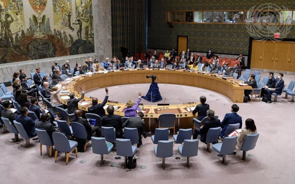 北朝鮮への追加制裁の決議案を否決した国連安全保障理事会の会合（５月26日、米ニューヨーク）＝国連提供・共同