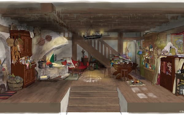 「魔女の谷」のハウルの城の居間のイメージ©Studio Ghibli