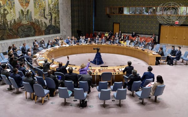 北朝鮮への制裁強化決議案を否決した、国連安全保障理事会の会合＝26日、ニューヨーク（国連提供・共同）