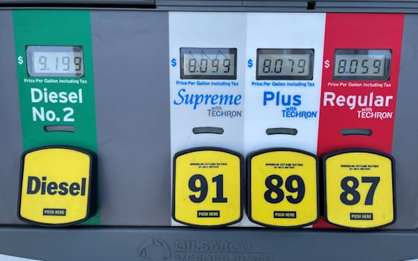 ガソリン価格の高騰が消費者景況感を悪化させている（米カリフォルニア州の給油所）＝ロイター