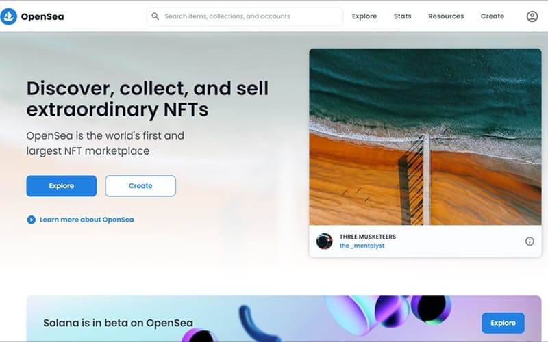 さまざまなNFTコンテンツが販売される米OpenSea
