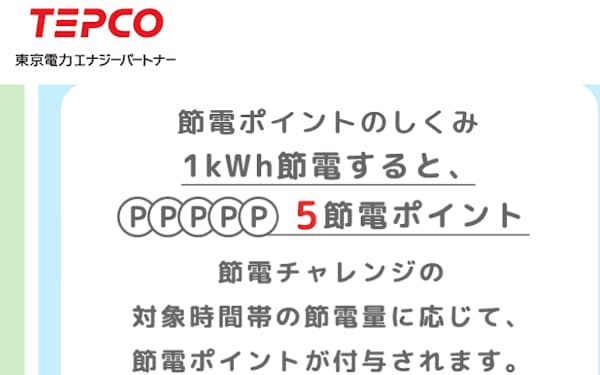 東京電力は節電ポイントの仕組みをホームページなどで案内している