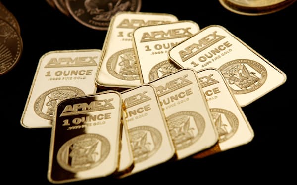G7がロシア産金の禁輸意向を示した波紋が金市場に広がっている（米国で撮影された金地金）=ロイター