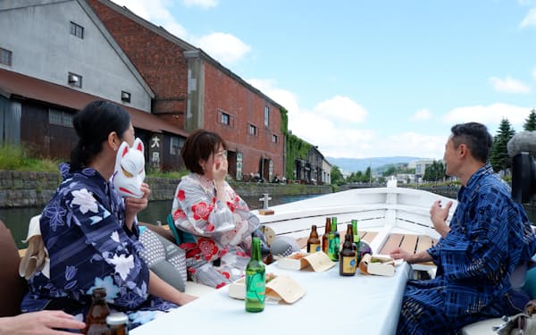 小樽のビールやおつまみを楽しみながら小樽運河の景色を楽しめる