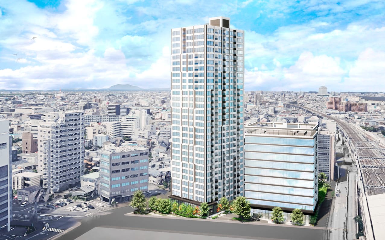 新潟駅南口西地区に建設する高層マンションとオフィスビルの完成予想イメージ