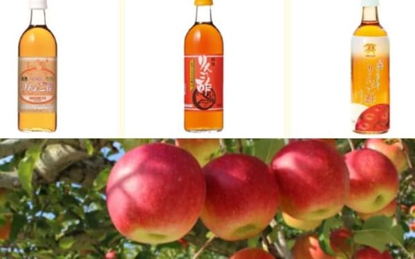 カネショウのリンゴ酢は津軽産リンゴを原料にして生産する