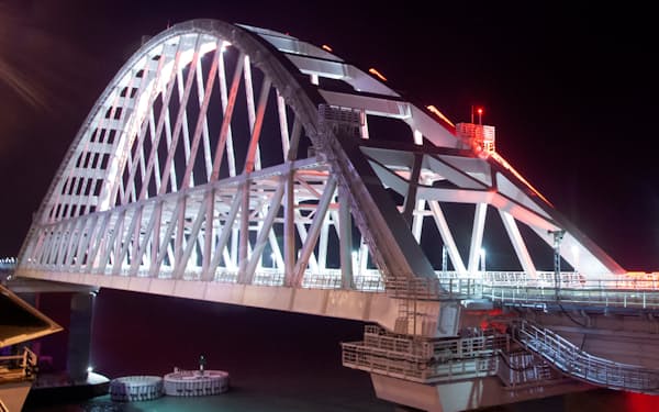 ウクライナ南部クリミア半島とロシア本土を結ぶクリミア橋（2019年）＝ロイター