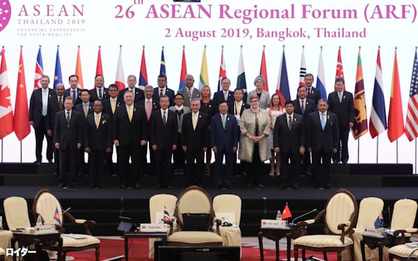 ASEAN地域フォーラム(ARF)閣僚会議は3年ぶりに対面で開催する(2019年、バンコク)=ロイター