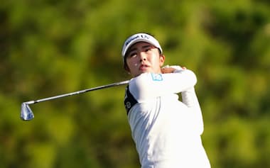 最終ラウンド、通算5オーバーで68位の山下美夢有。米女子ゴルフツアーで今季の新人賞獲得が確定した(16日、ペリカンGC)=共同