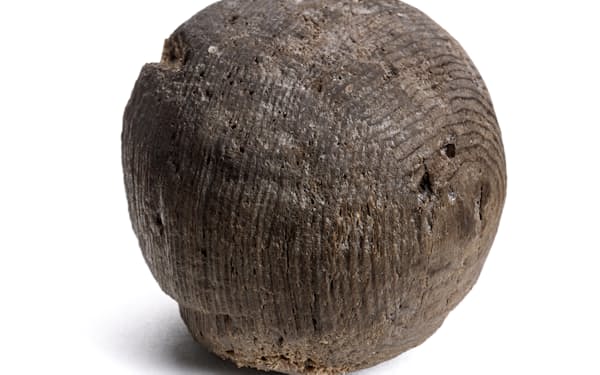 奈良市の平城宮跡で出土した、日本古来の遊戯「打毬」に使われた可能性がある木球（奈良文化財研究所提供）＝共同