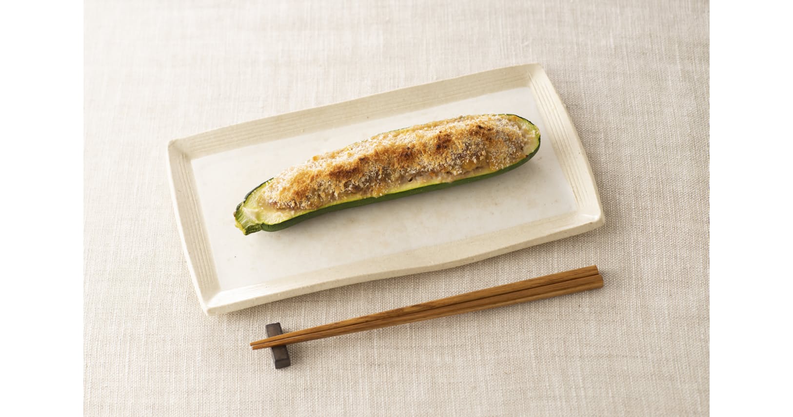 ズッキーニの肉詰め焼き 火を使わず調理 Nikkei Style ズッキーニの肉詰め焼き 火を使わず調理 Nikkei Style
