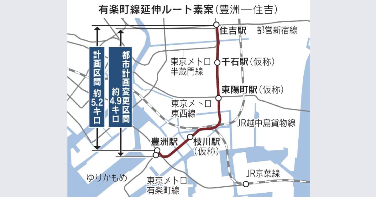 有楽町線延伸、ルート案を公表 千石駅と枝川駅を新設 - 日本経済新聞