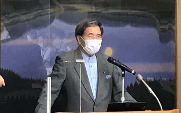 熊本県の蒲島知事はBA.5対策強化宣言を発令した（２日、熊本県庁）