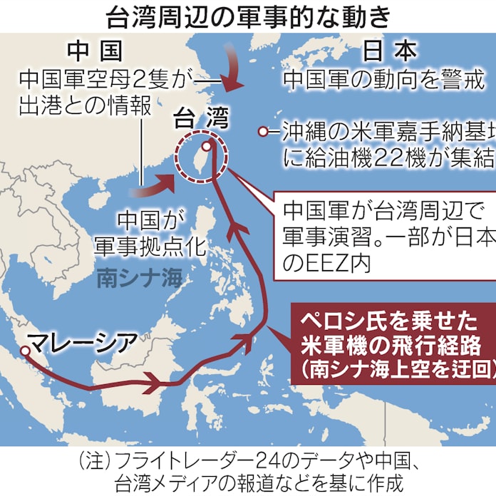 台湾周辺高まる緊張 中国演習に米軍厳戒 ペロシ氏台湾訪問 日本経済新聞 台湾周辺高まる緊張 中国演習に米軍厳戒 ペロシ氏台湾訪問 日本経済新聞