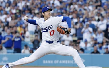 6月16日のパドレス戦に投手として復帰した大谷翔平。先発で登板して1回を1失点だった=共同