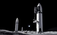 スペースXが描くスターシップ宇宙船による月開発(同社のホームページから)