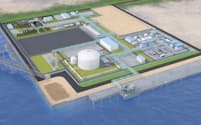 川崎重工などが川崎市の扇島に整備する液化水素基地のイメージ