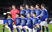 ボリビア戦に臨む日本代表イレブン=国立競技場
