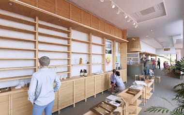 セレクトショップでは地元の雑貨や伝統工芸品を扱う(内部イメージ)