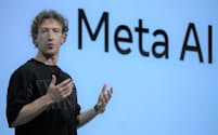 自社開発したAIについて説明するメタのマーク・ザッカーバーグCEO(2024年、米カリフォルニア州)