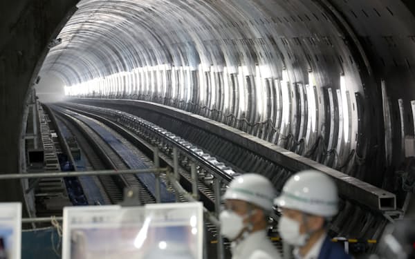 2023年度末に開業が予定されている北大阪急行の箕面船場阪大前駅付近の地下トンネル（25日、大阪府箕面市）