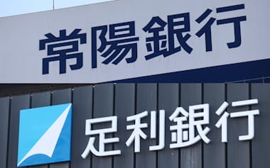 常陽銀行と足利銀行の本店の看板