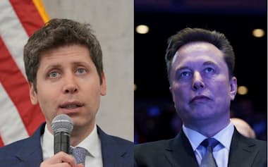 アルトマン氏(左)が率いるオープンAIとマスク氏が率いるスペースXは上場に向けて動き出しているという=ロイター
