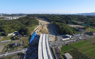 神戸市と明石市を結ぶ神戸西バイパスの工事が進む(西日本高速道路提供)