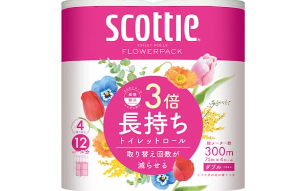 日本製紙の「スコッティ フラワーパック 3倍長持ち」