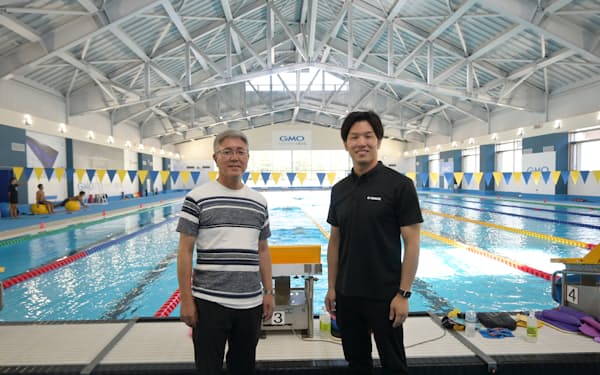 とうみ湯の丸高原スポーツコミッション事務局長の小菅氏(左)とプール館長の小山氏。施設の利用拡大に手応えを感じている
